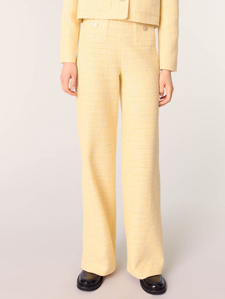 Pantaloni dritti in tweed e lurex