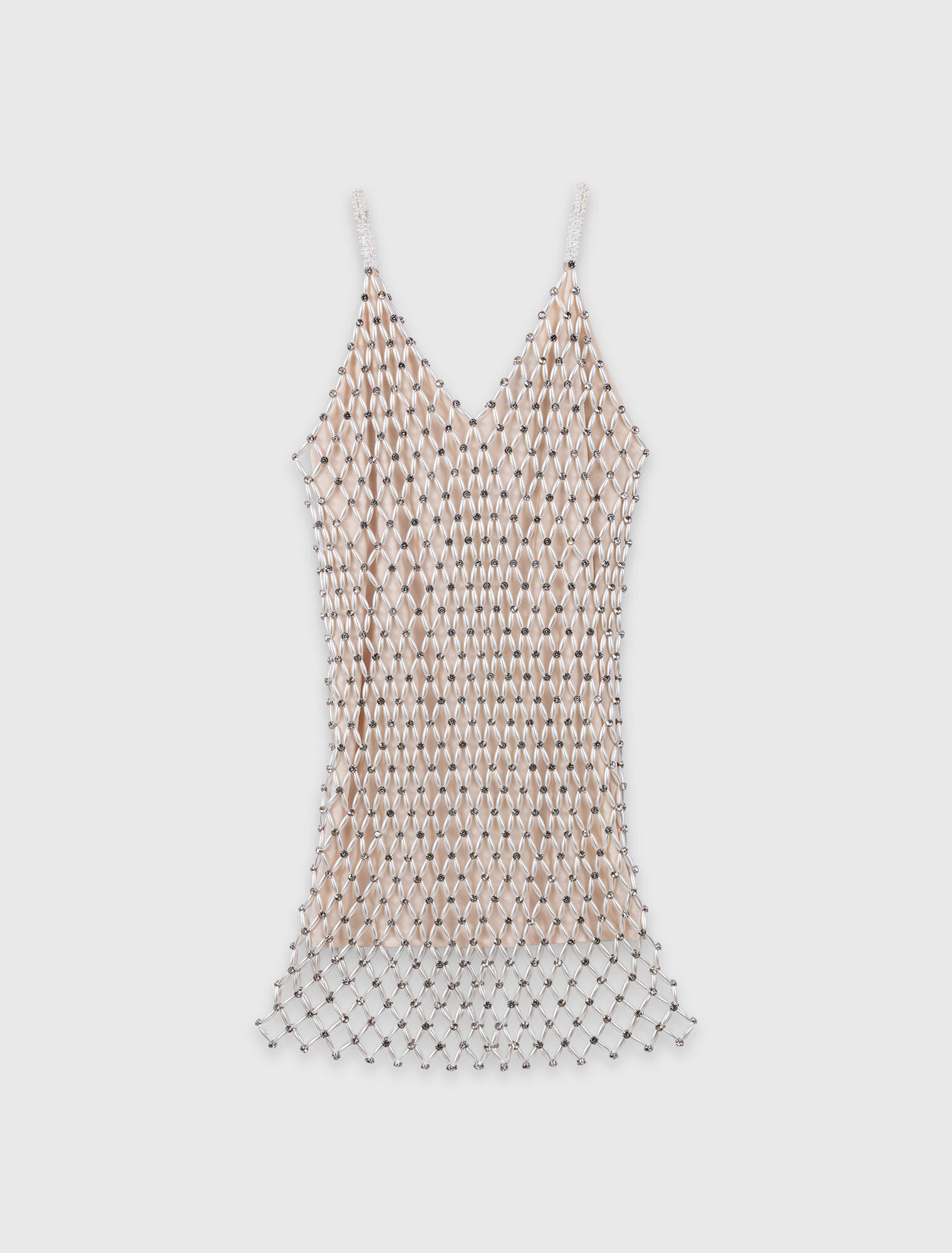 Abito corto perlato con fodera