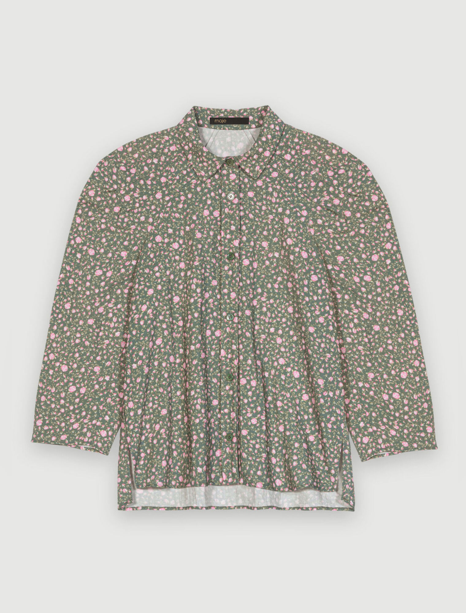 Camicia con stampa di boccioli di rosa