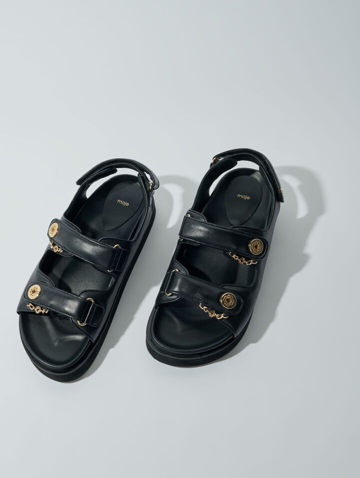 Sandali in pelle con suola piatta