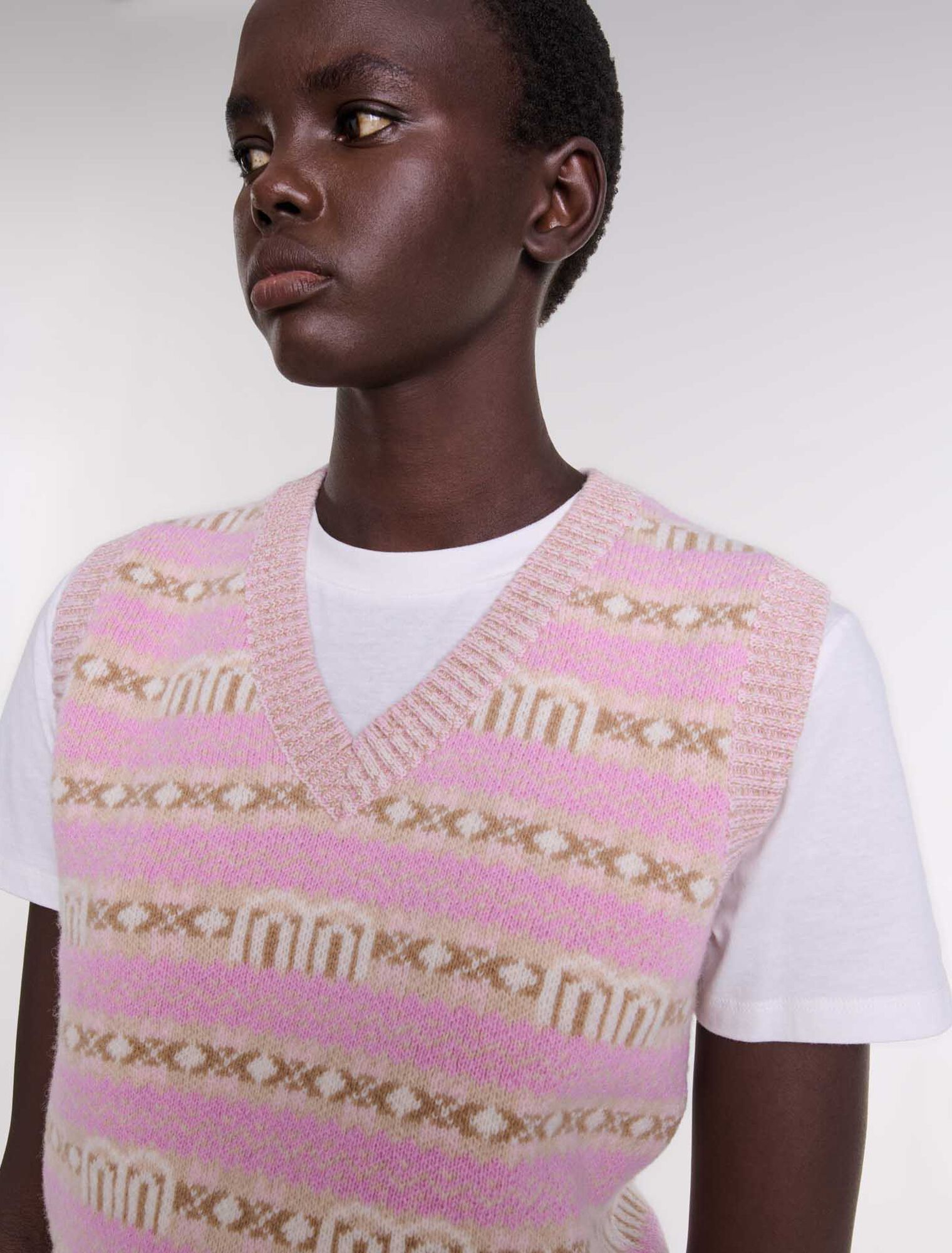 Maglia jacquard senza maniche