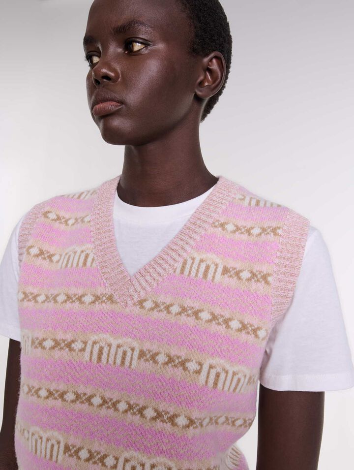 Maglia jacquard senza maniche
