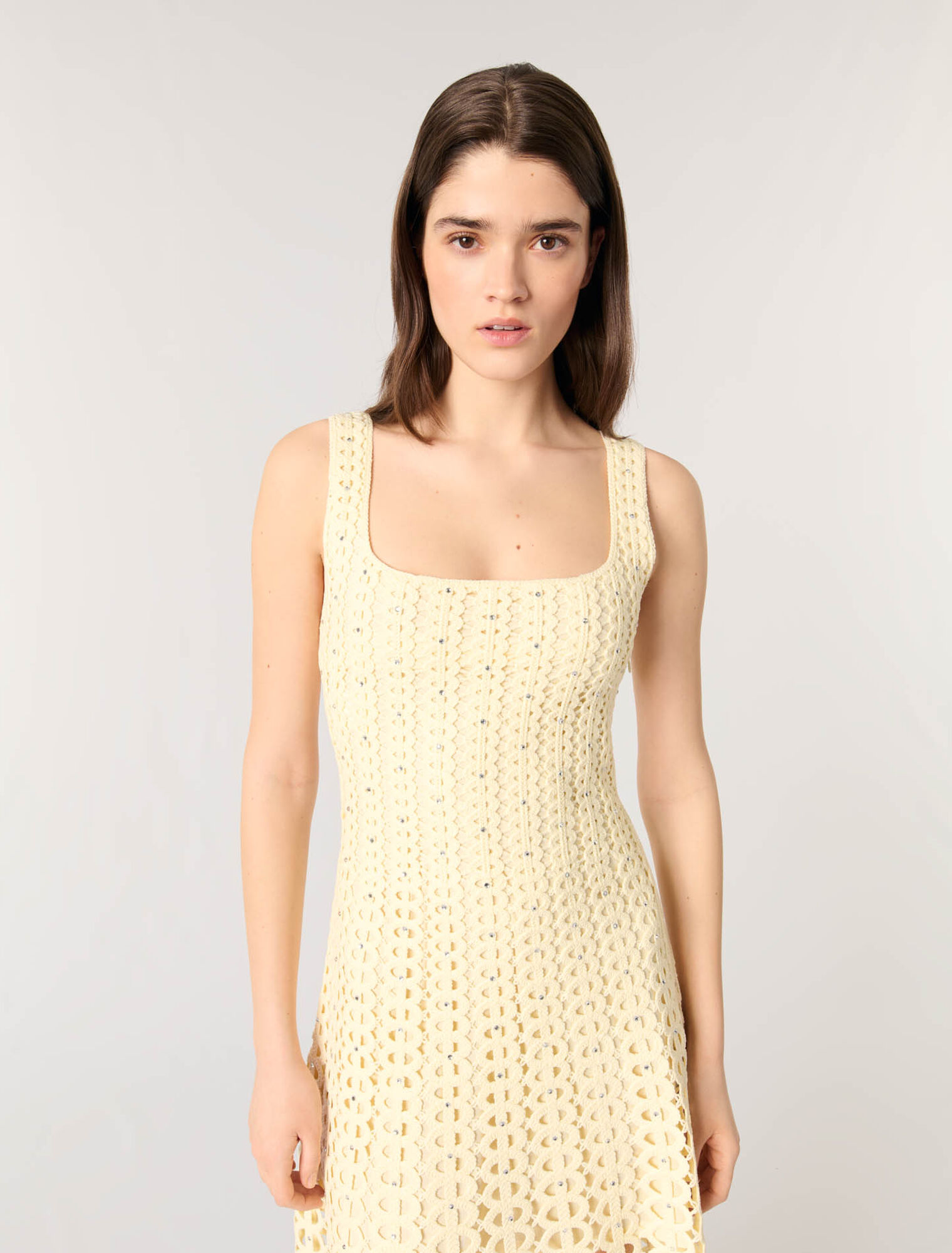 Abito midi in crochet glitterato