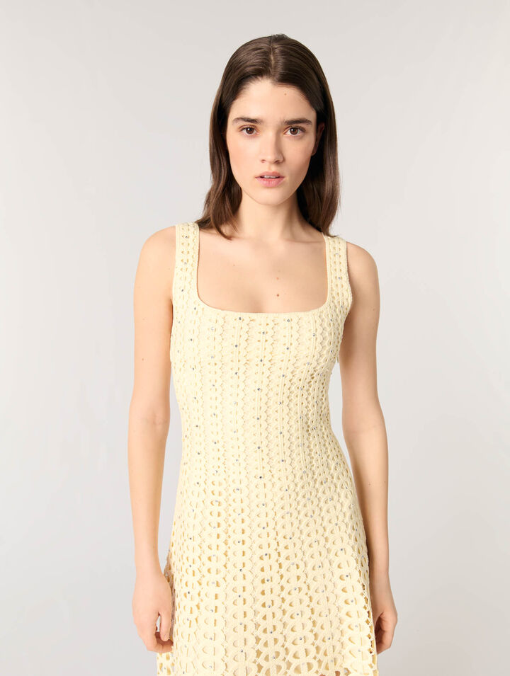 Abito midi in crochet glitterato
