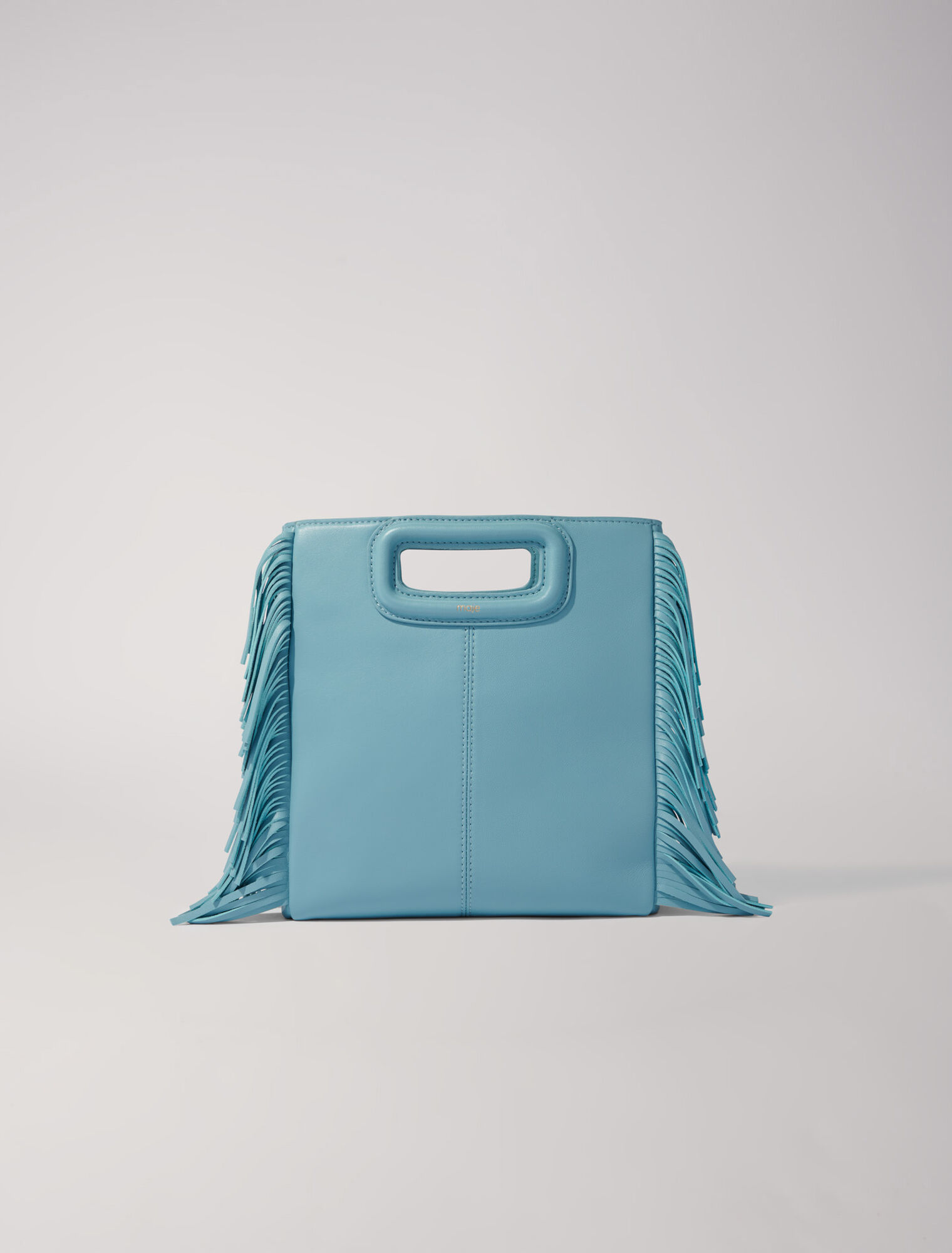 Borsa M con frange in pelle liscia