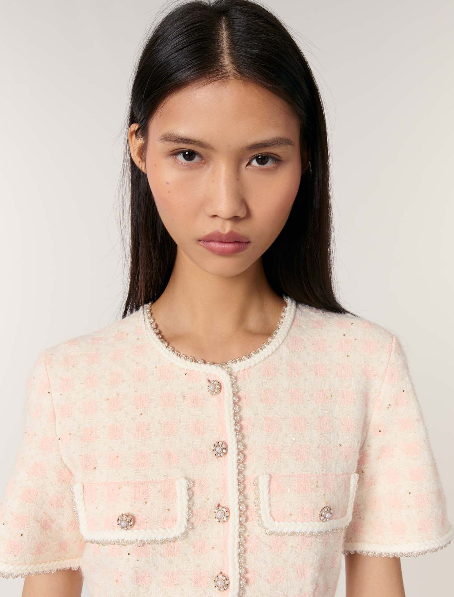 Abito corto in maglia effetto tweed