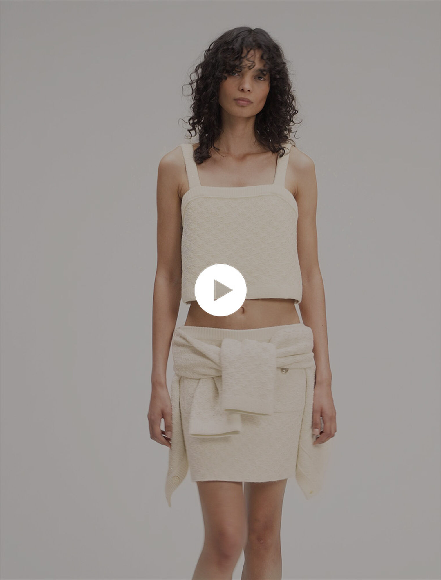 Top corto in maglia effetto tweed