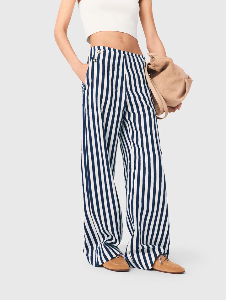 Pantaloni a ponte in lino misto