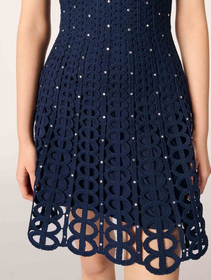 Abito corto in crochet glitterato