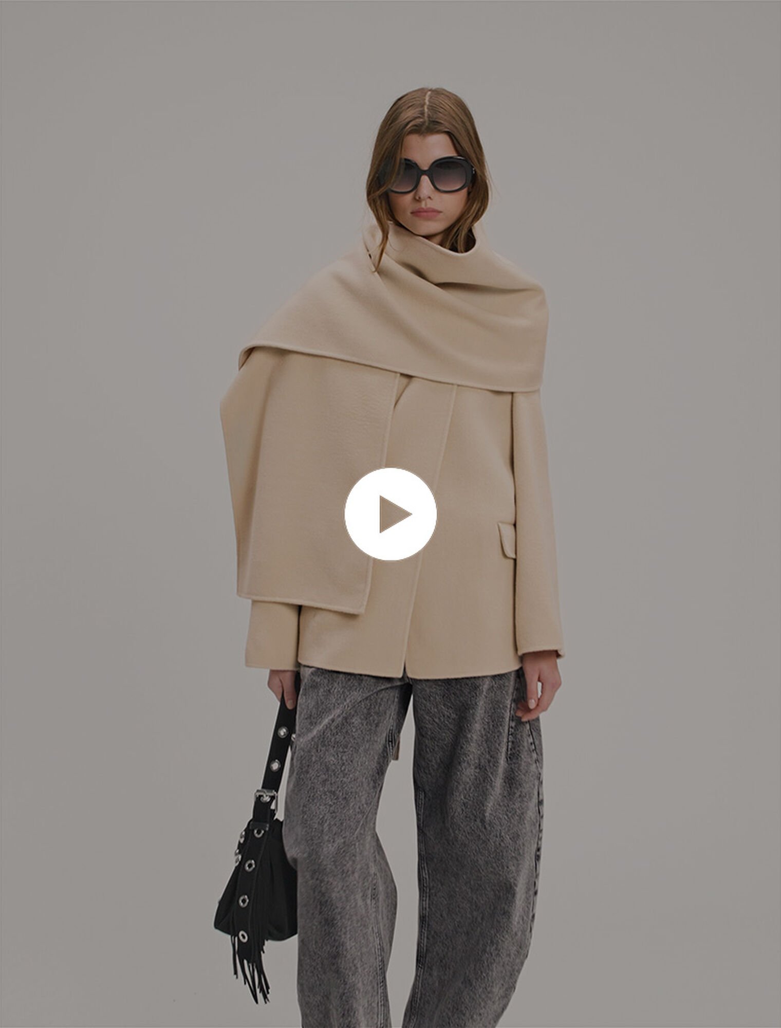 Cappotto double face con sciarpa
