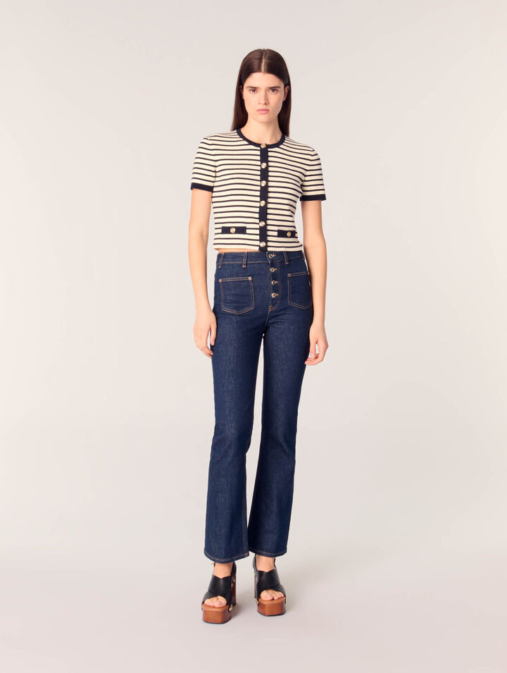 Cardigan corto in maglia a coste