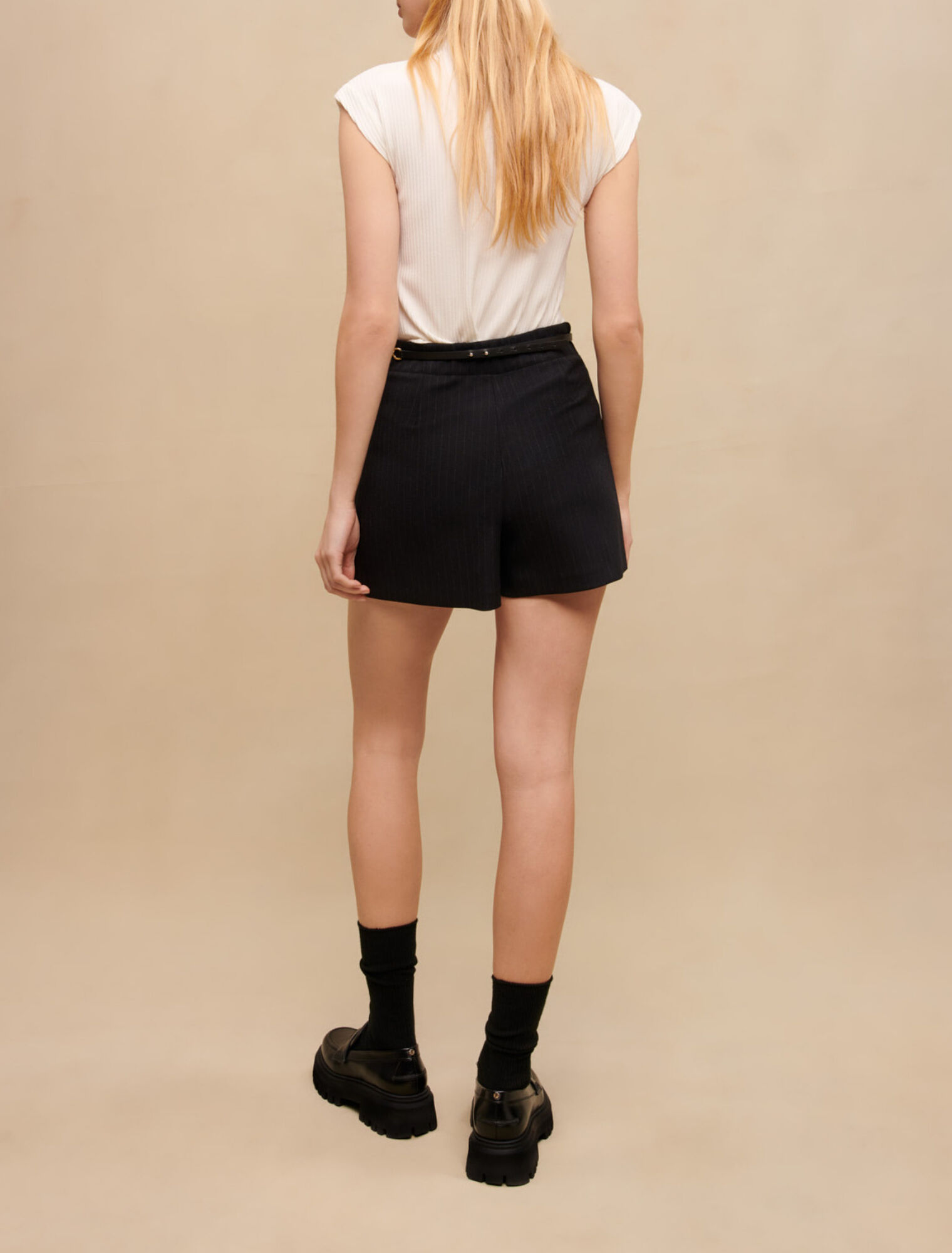 Short a righe tennis dettagli in metallo