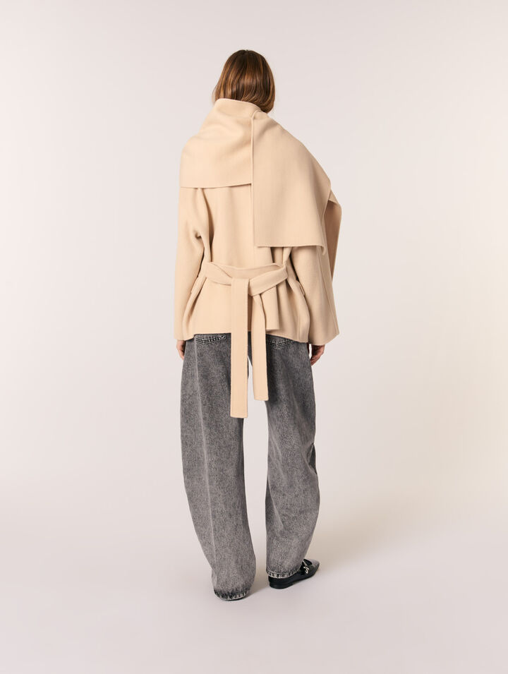 Cappotto double face con sciarpa