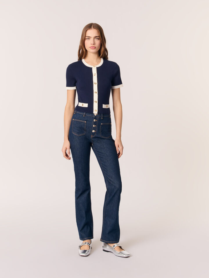 Cardigan corto dettagli a contrasto