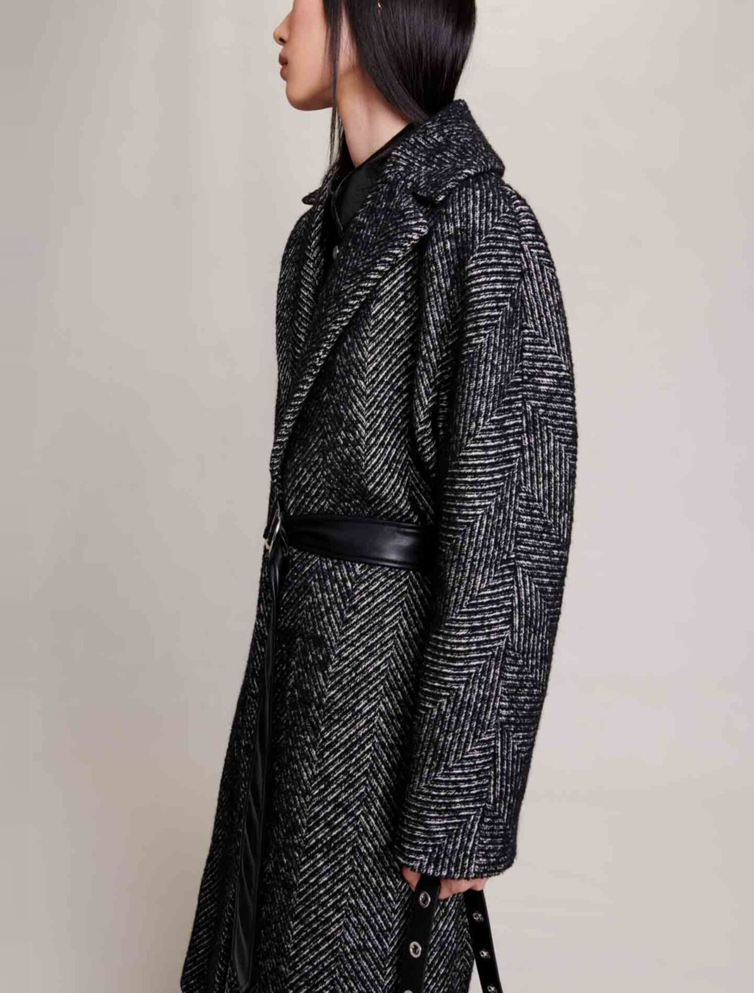 Cappotto lungo spigato