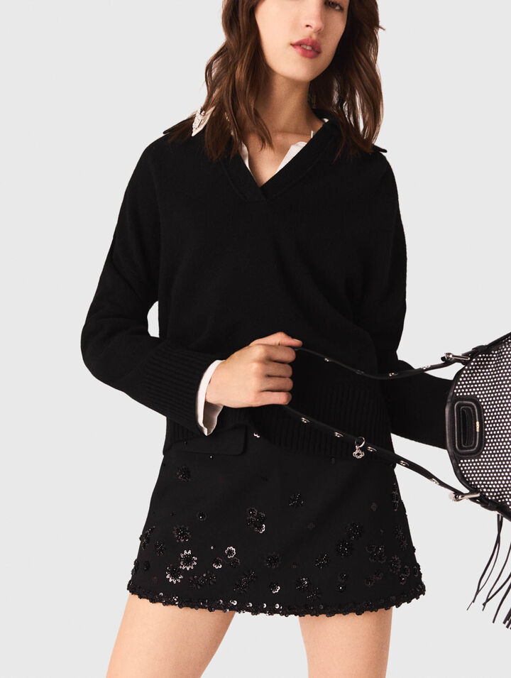 Cardigan con colletto polo aperto