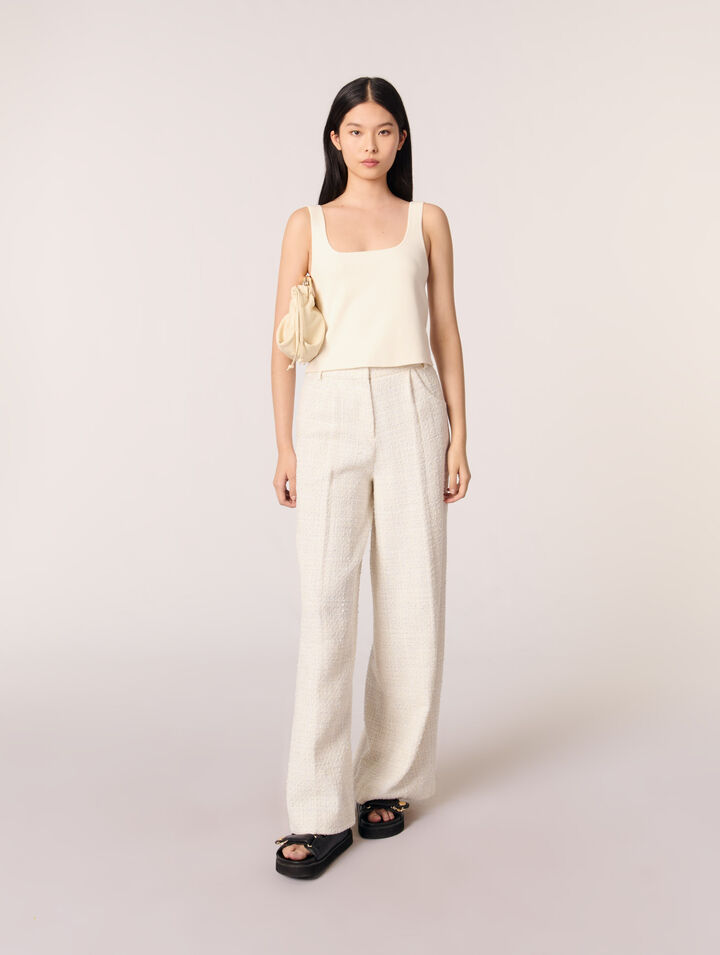 Pantaloni larghi in tweed