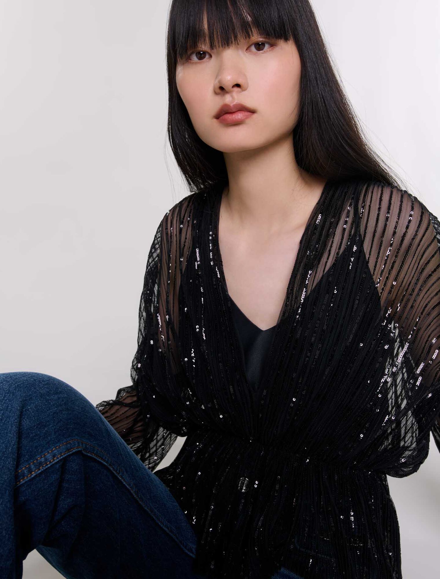 Top in paillettes con cintura
