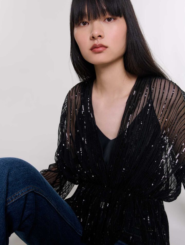 Top in paillettes con cintura