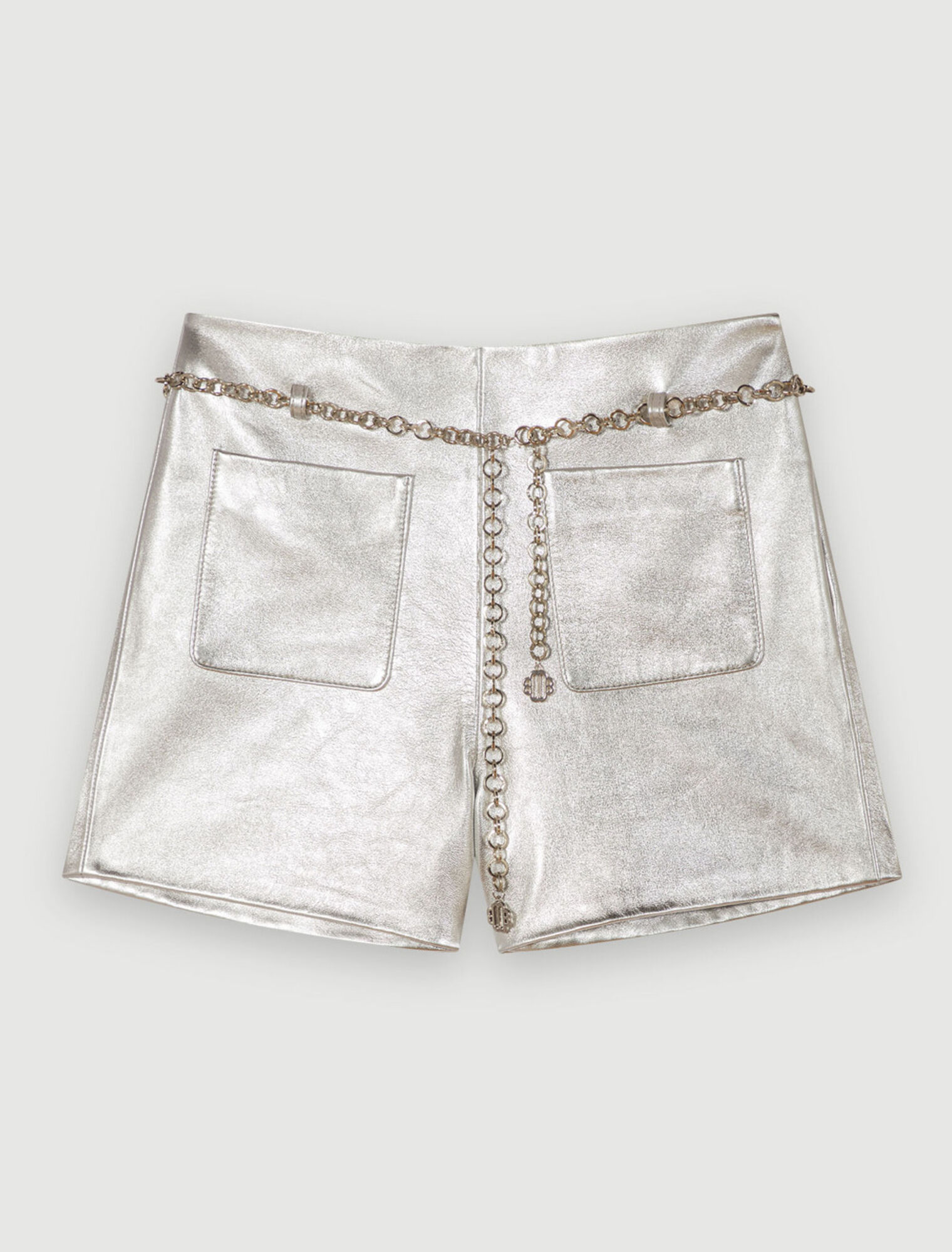 Pantaloncini in pelle metallizzata