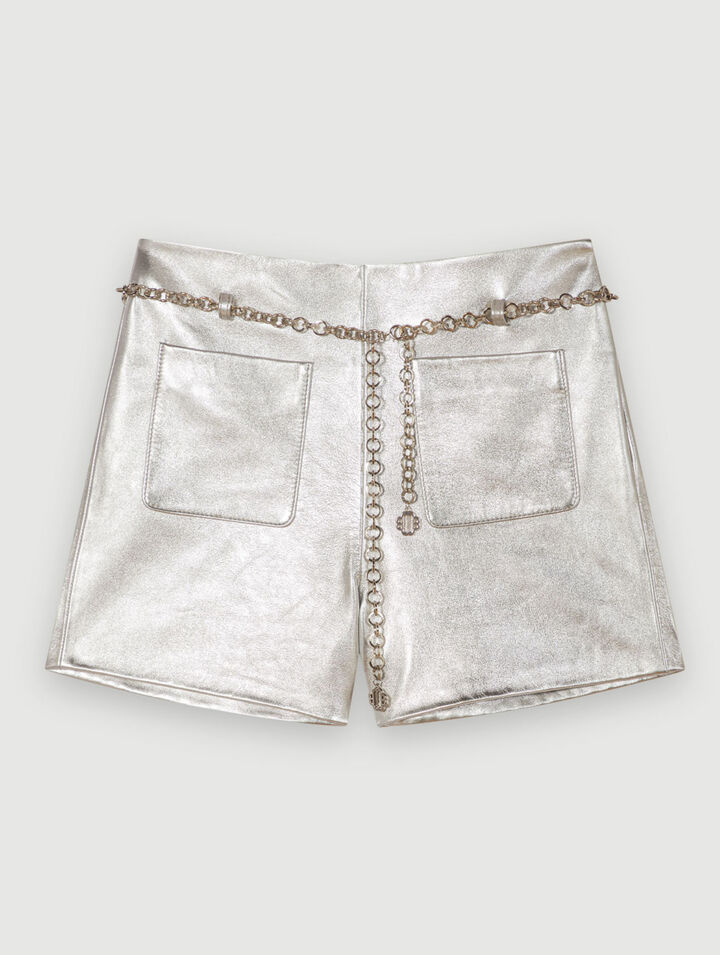 Pantaloncini in pelle metallizzata