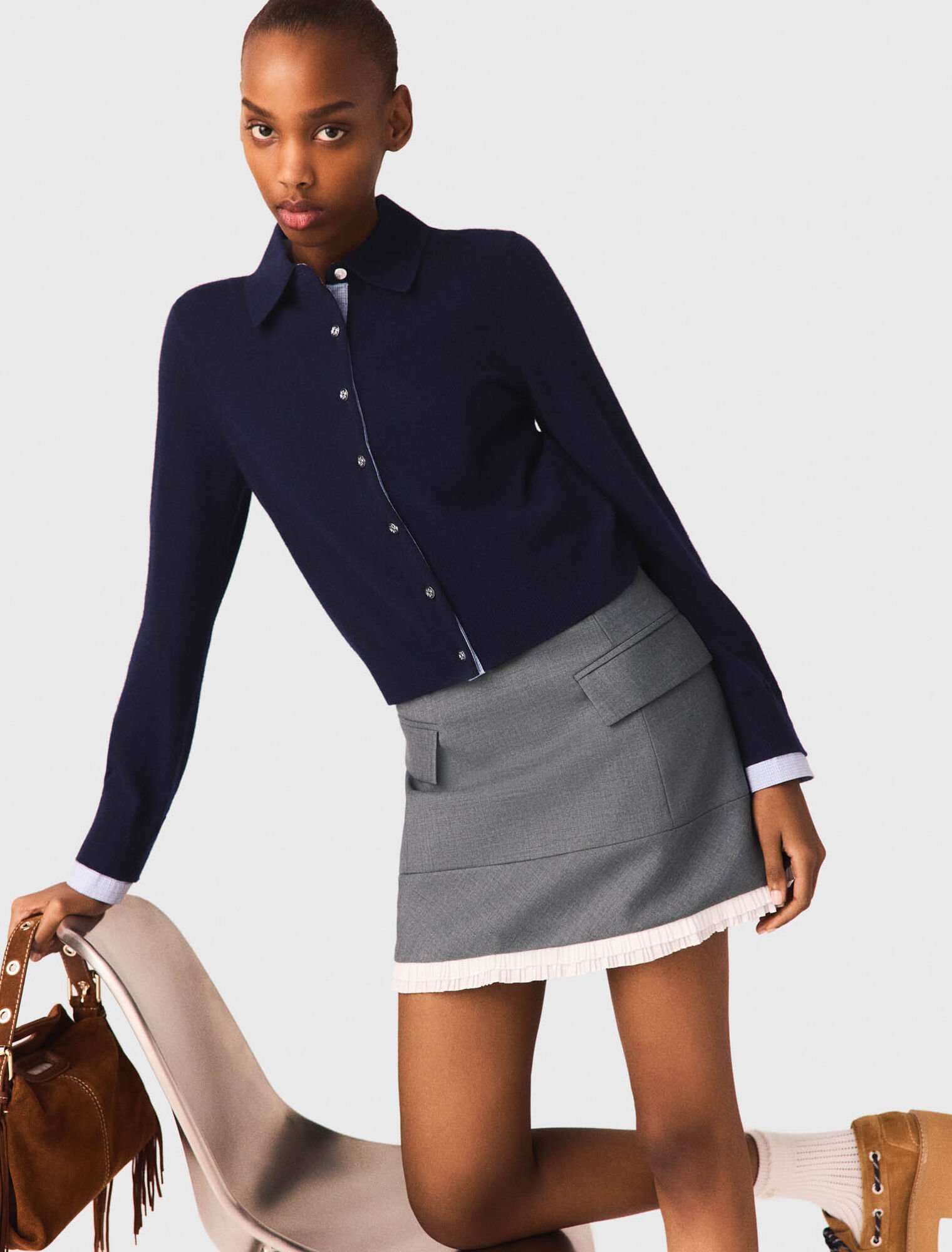 Gonna a trapezio con banda popeline