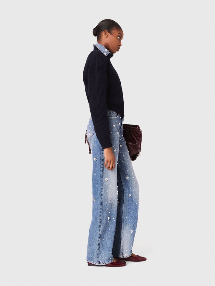 Jeans larghi ricamati