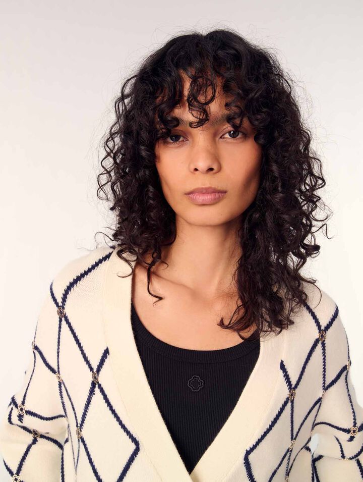 Cardigan in maglia con motivo a rombi