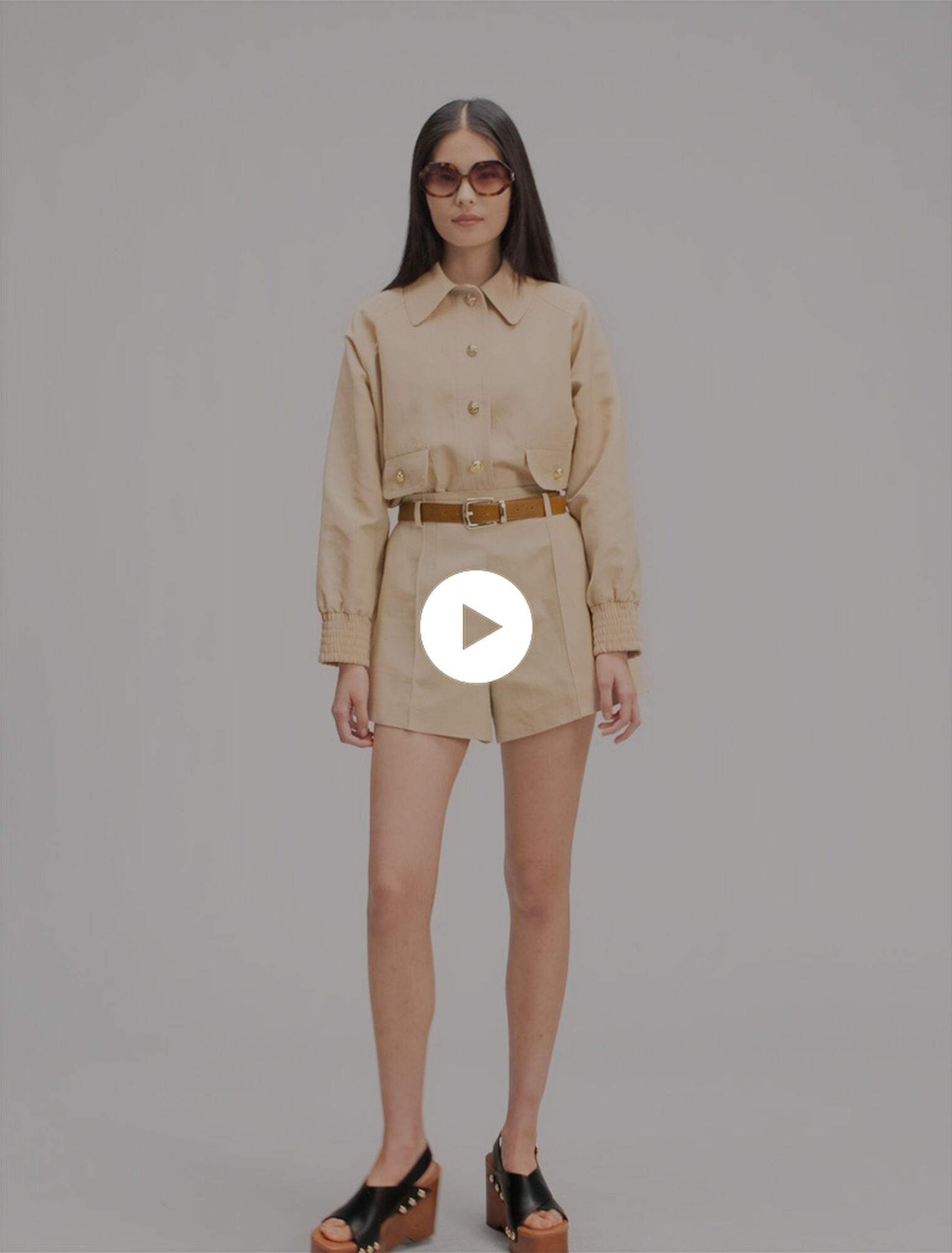 Shorts con pince in lino e cotone