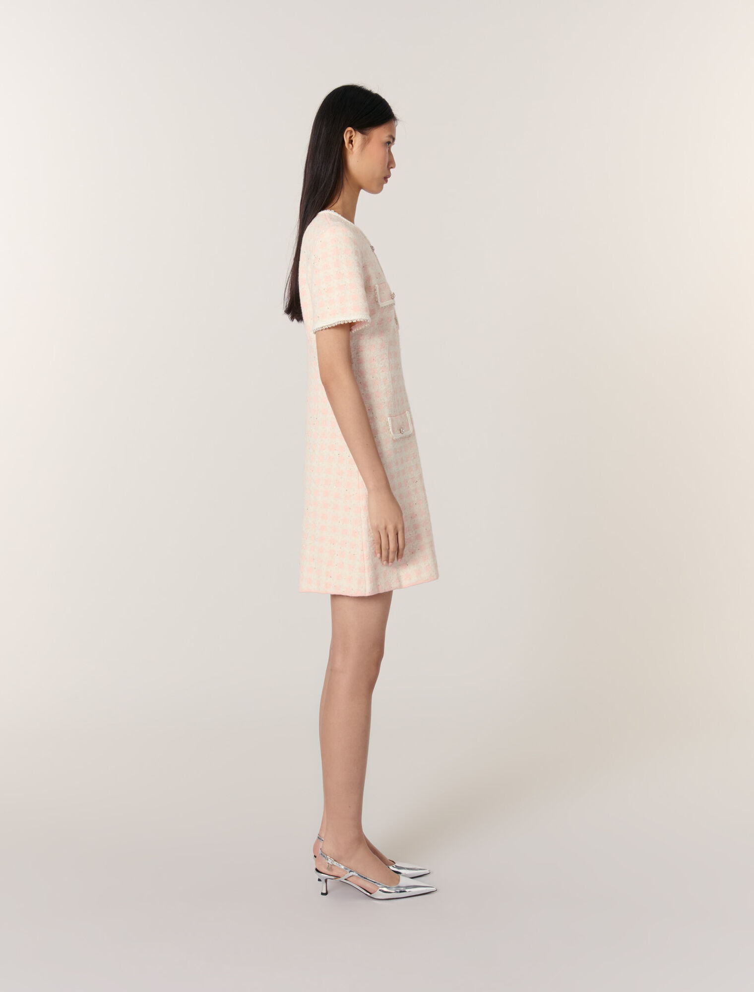 Abito corto in maglia effetto tweed