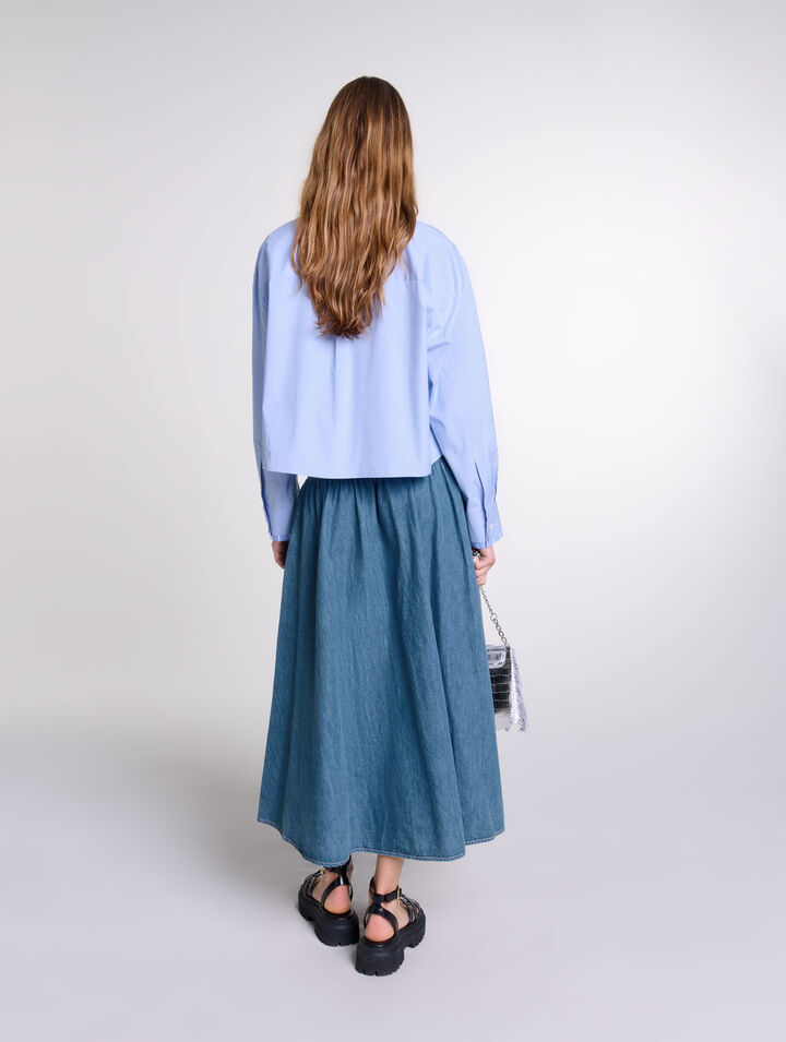 Gonna in denim e punto smock