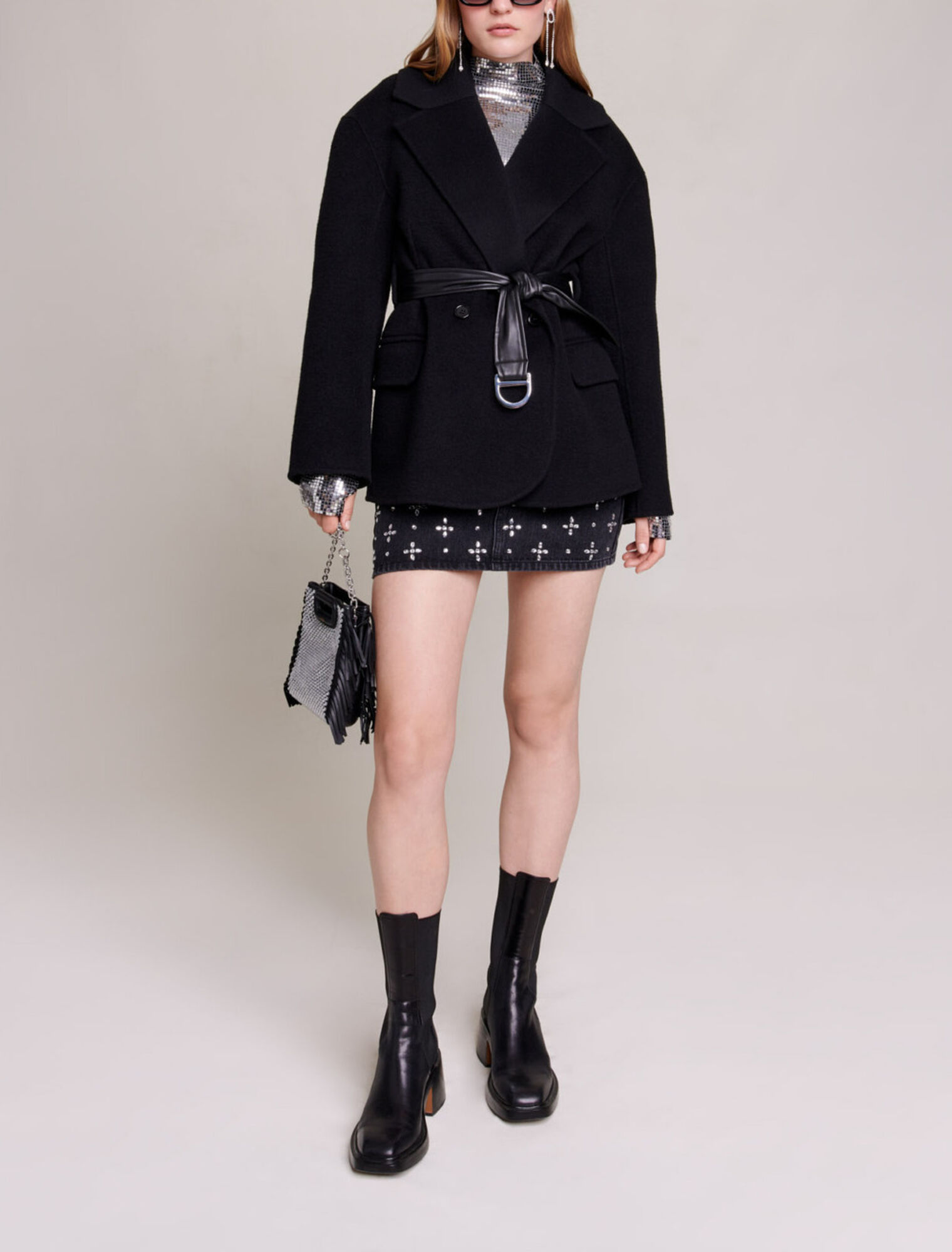 Cappotto cropped da annodare