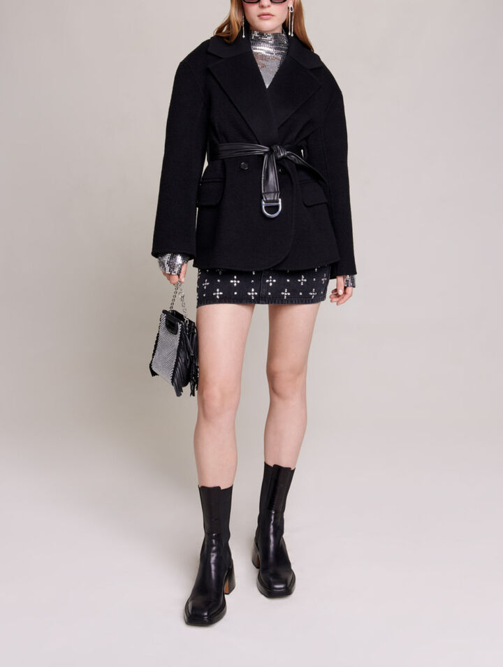 Cappotto cropped da annodare