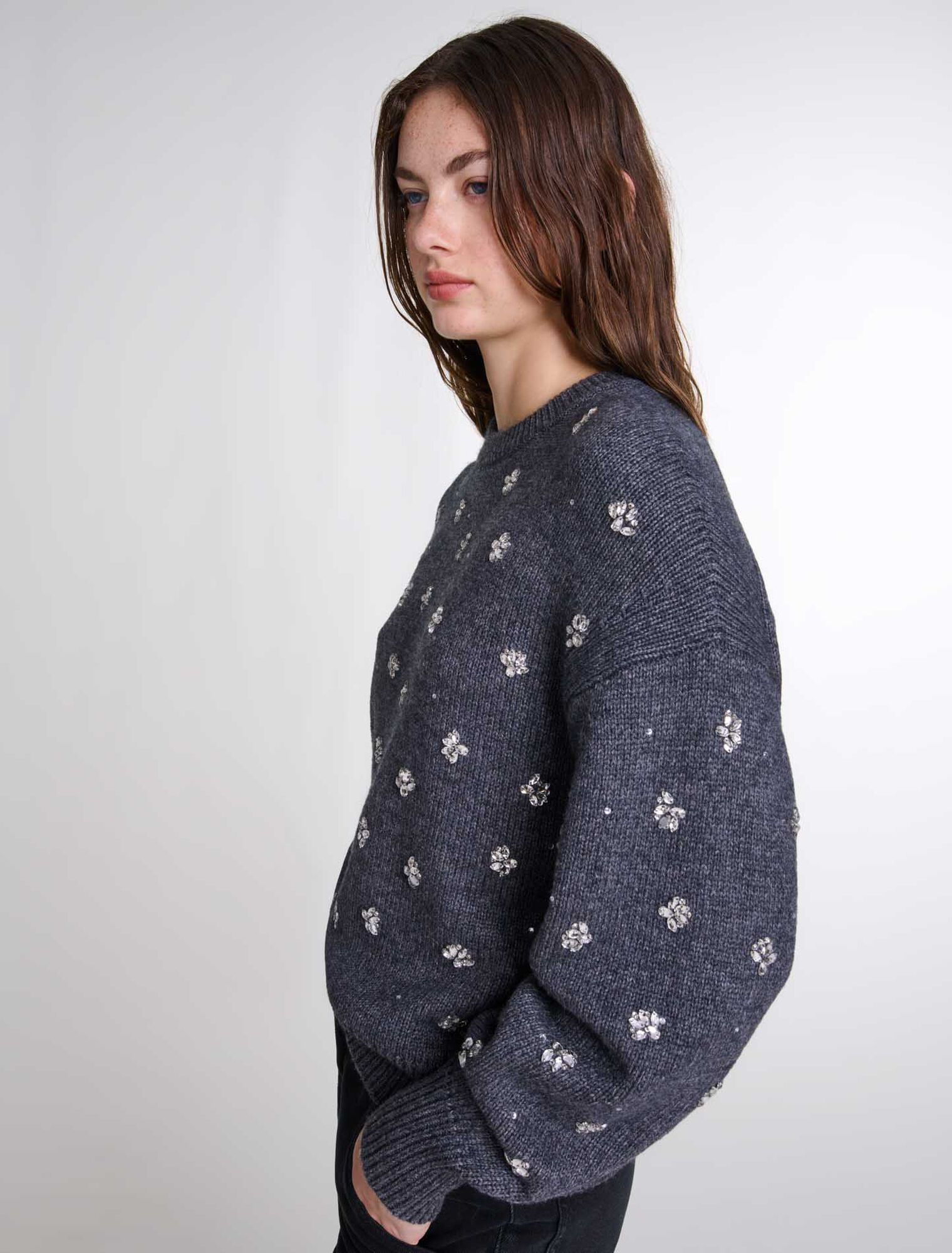 Pullover in maglia a strass
