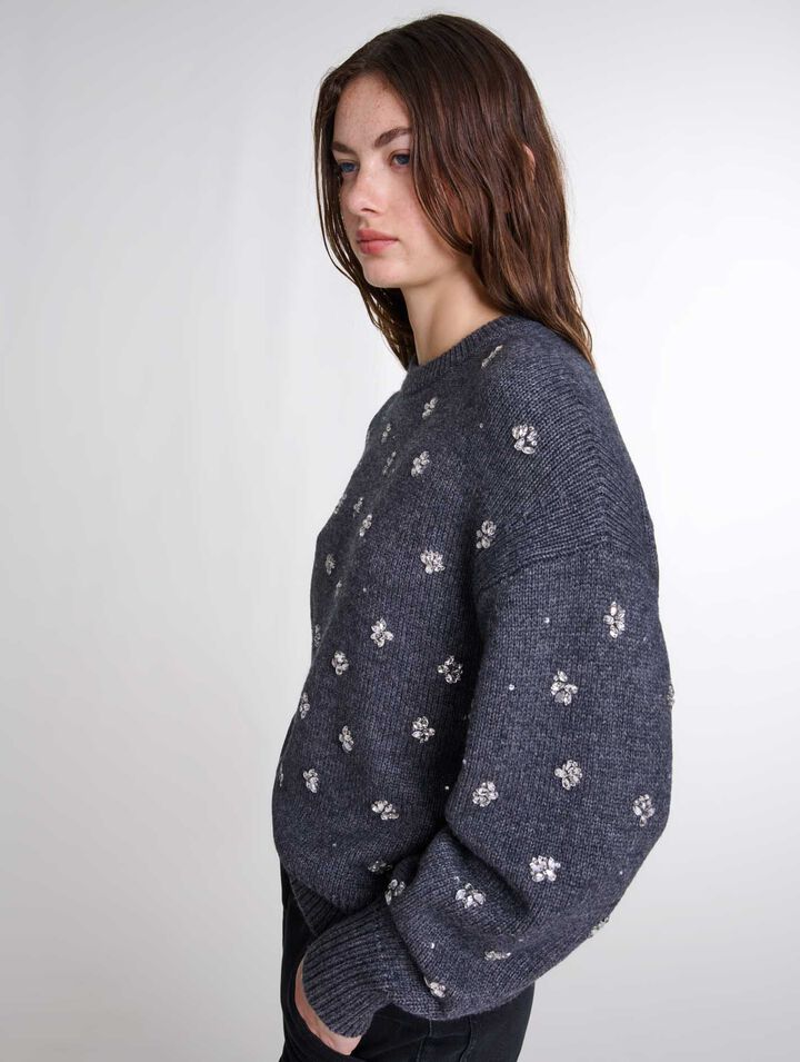 Pullover in maglia a strass