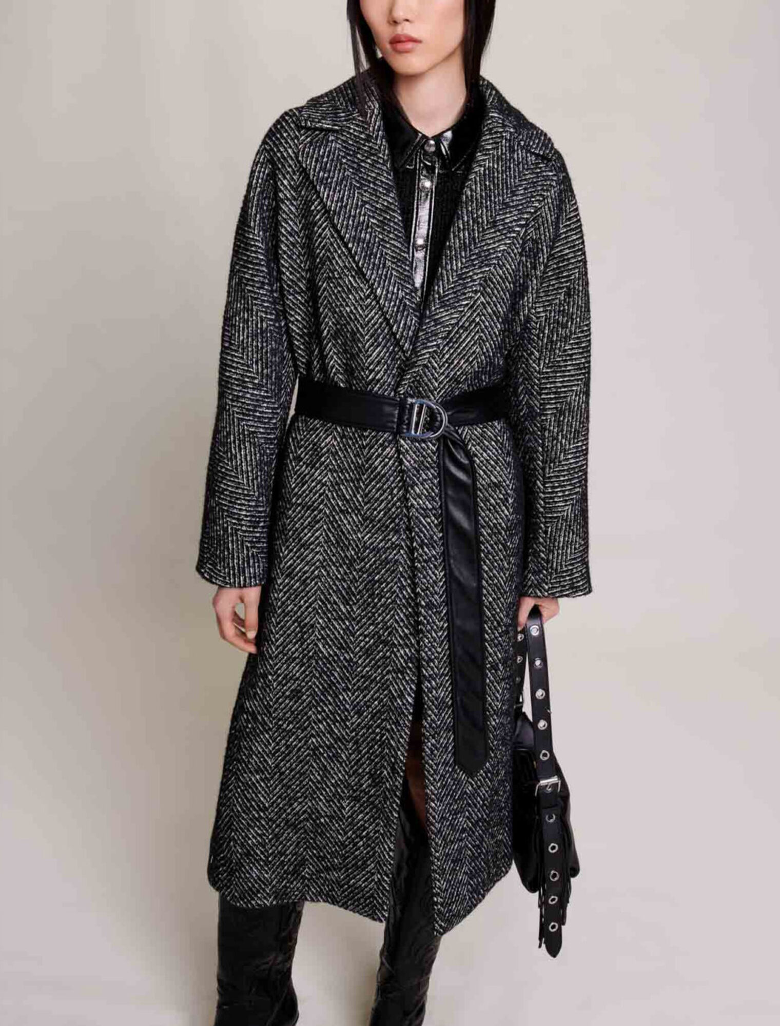 Cappotto lungo spigato
