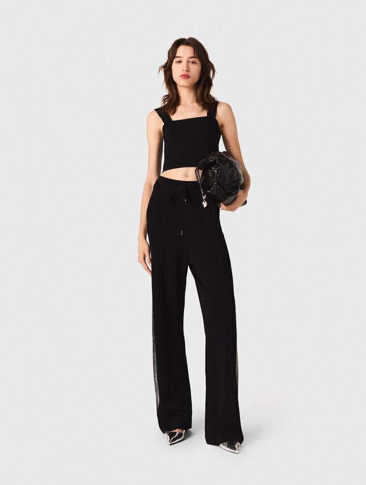 Top crop in maglia con spalline