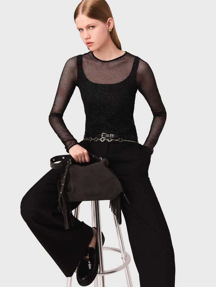 Top in jersey con strass