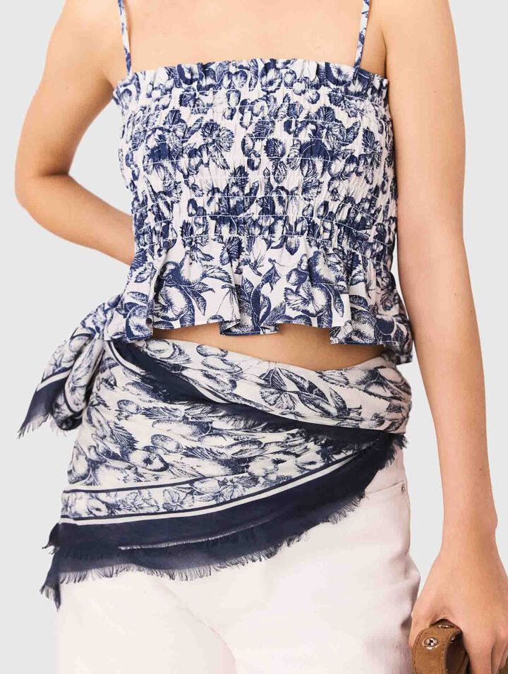Top a punto smock stampato