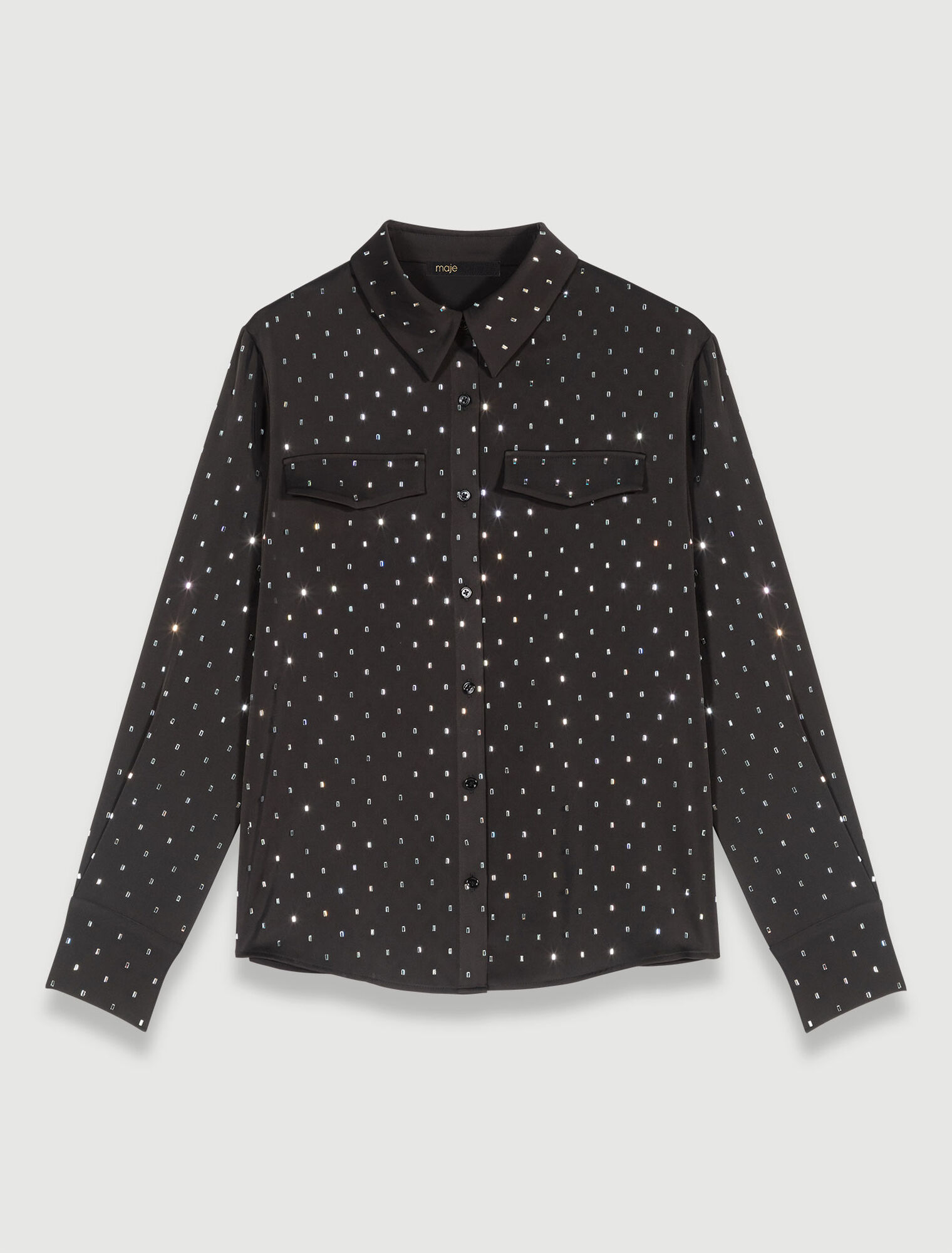 Camicia satinata con strass