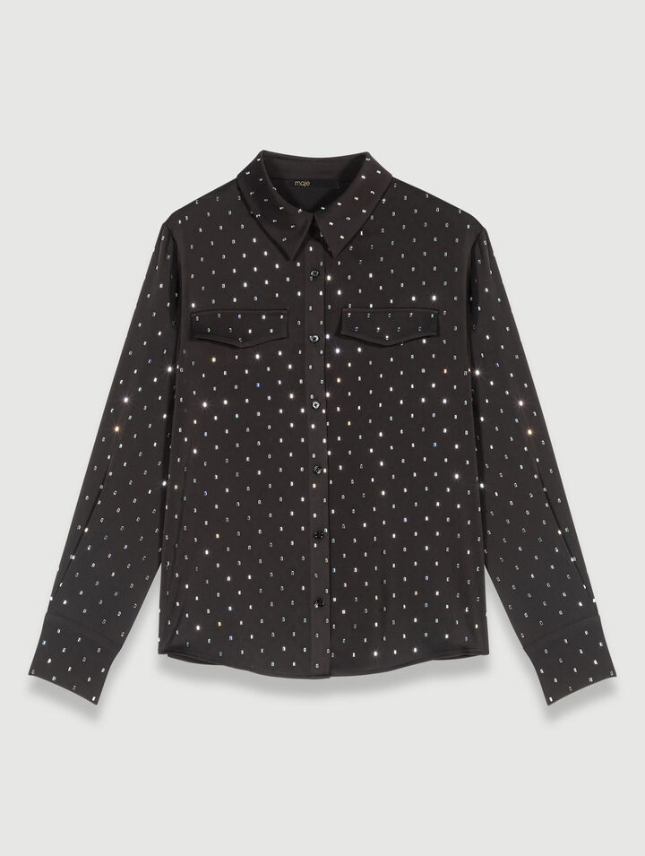 Camicia satinata con strass