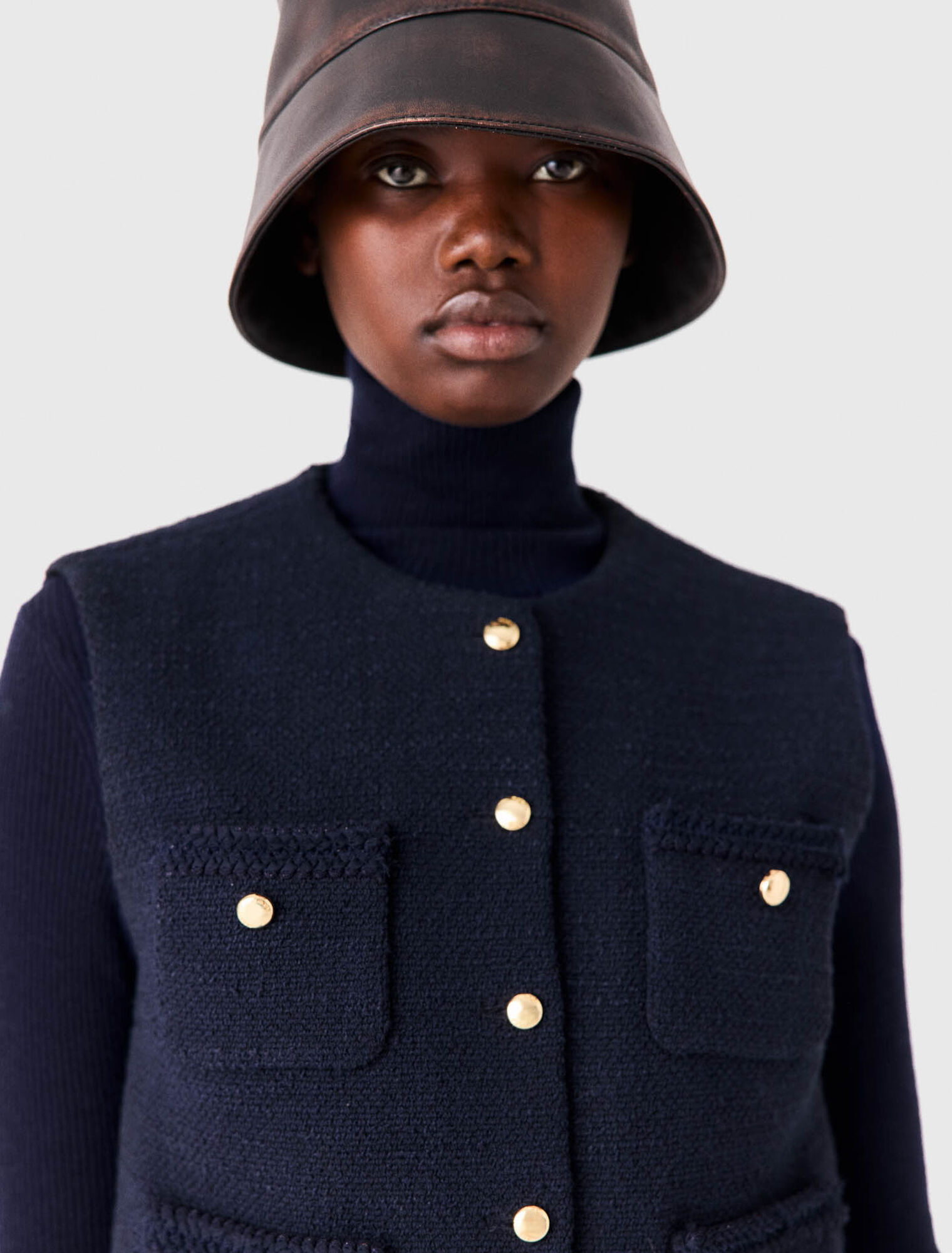 Giacca in tweed senza maniche
