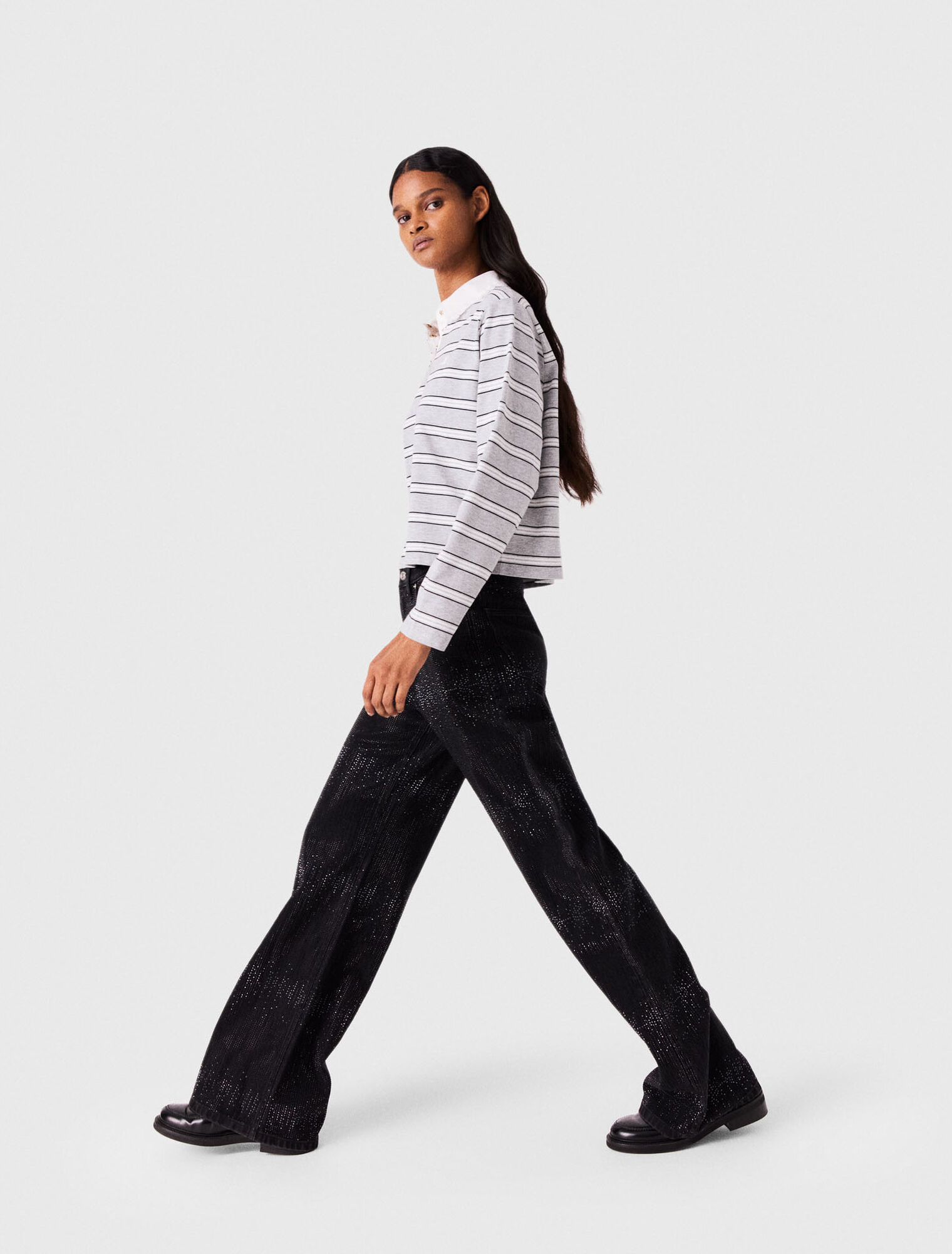 Jeans larghi con strass