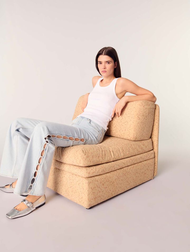 Jeans larghi con cut-out e strass