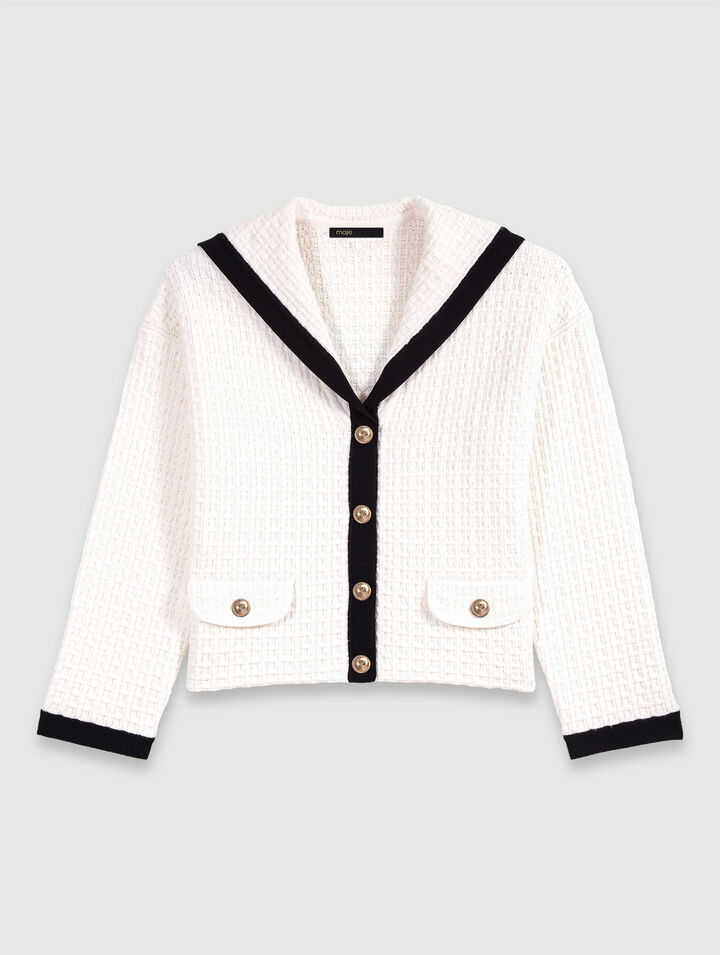 Cardigan con colletto a contrasto
