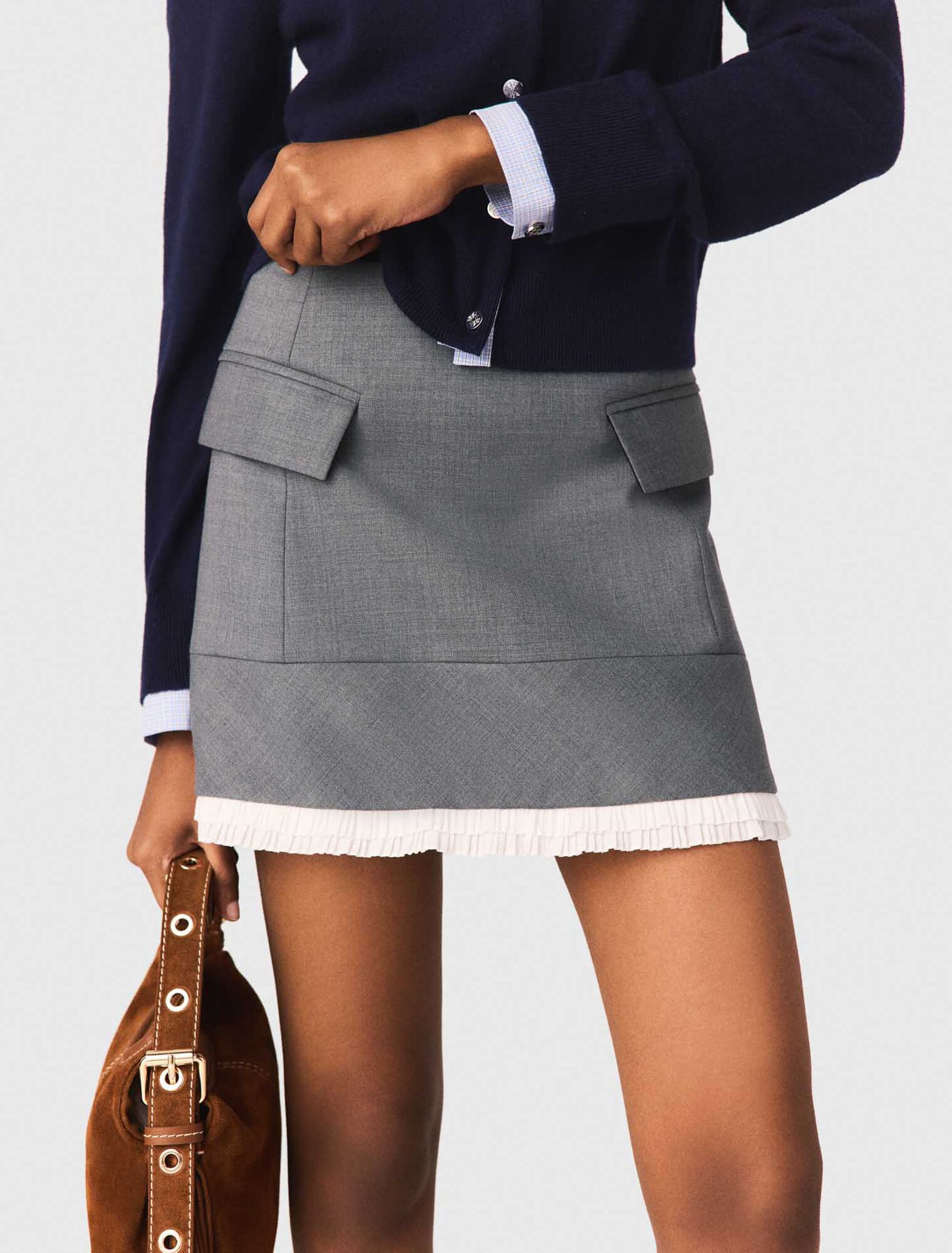 Gonna a trapezio con banda popeline