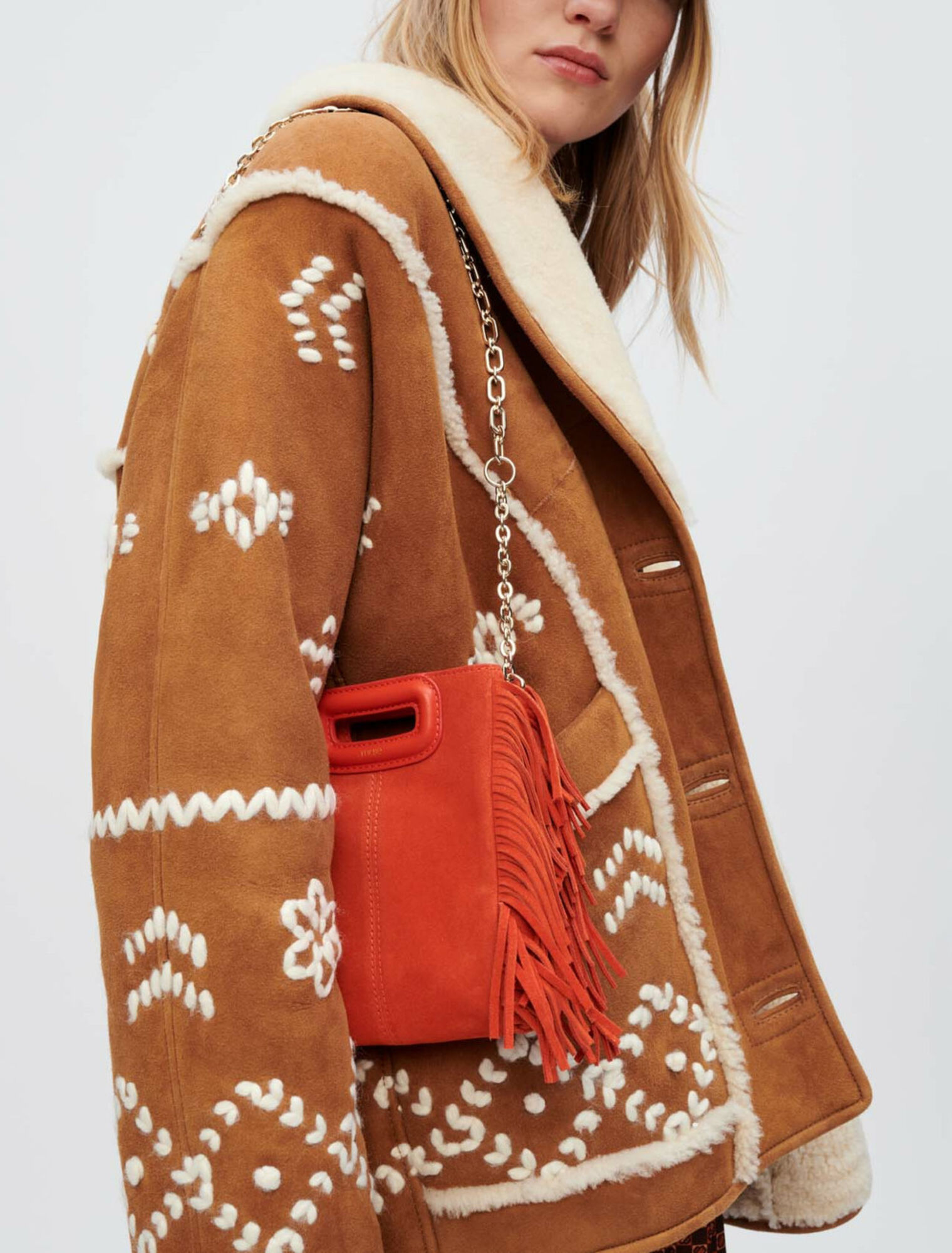 Cappotto scamosciato ricamato