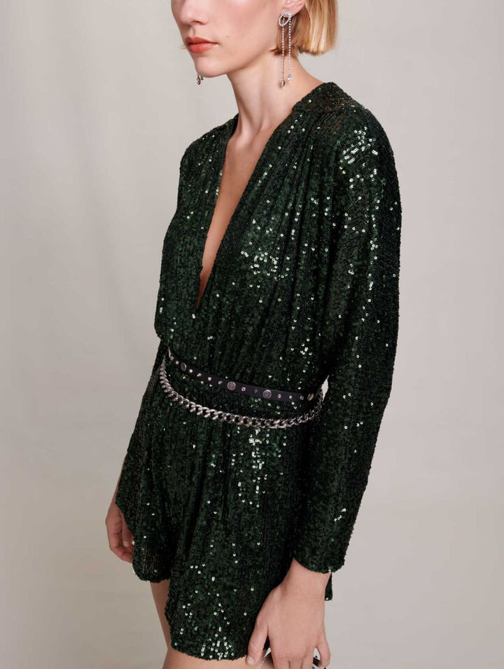 Tuta corta con paillettes