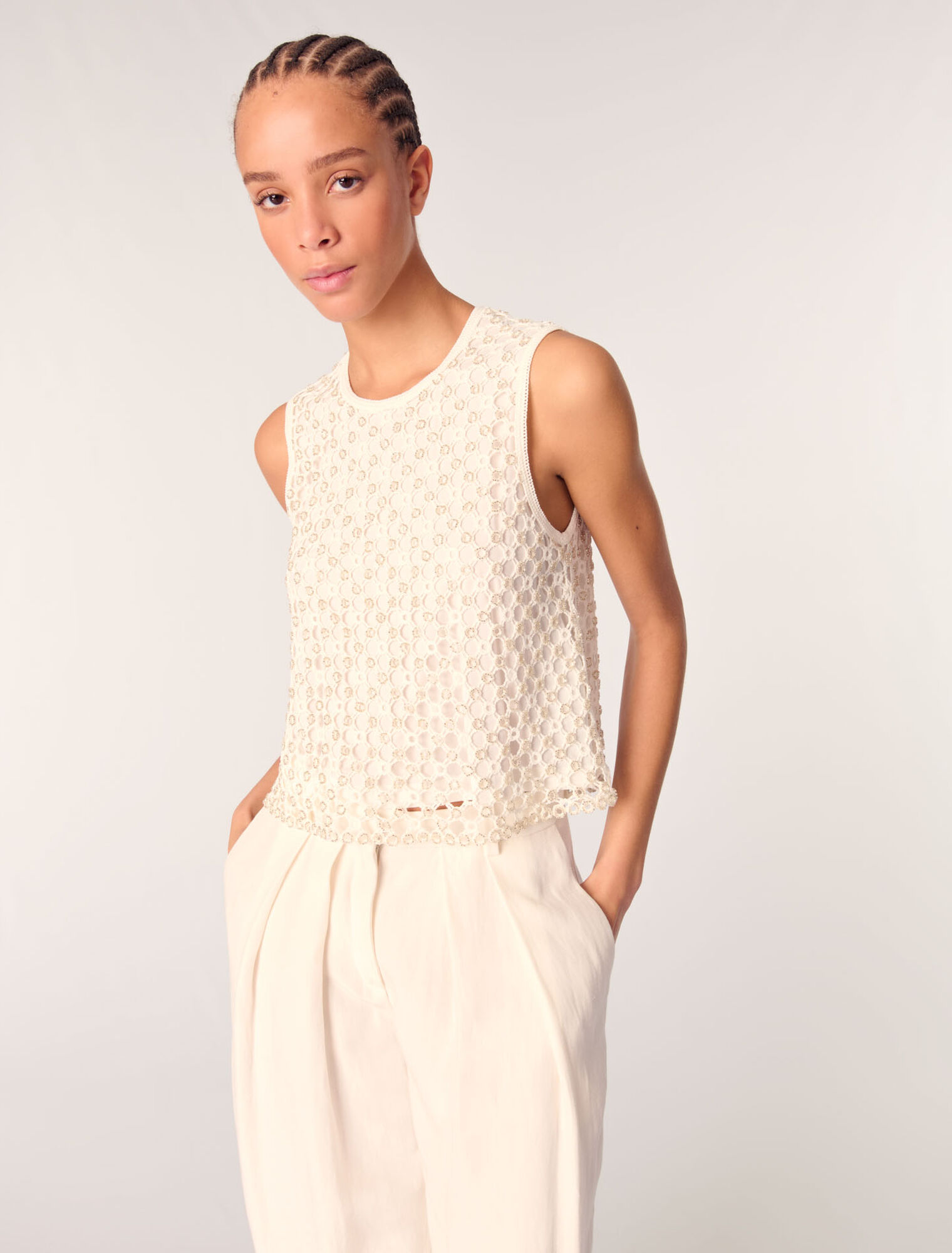 Top in crochet con perline