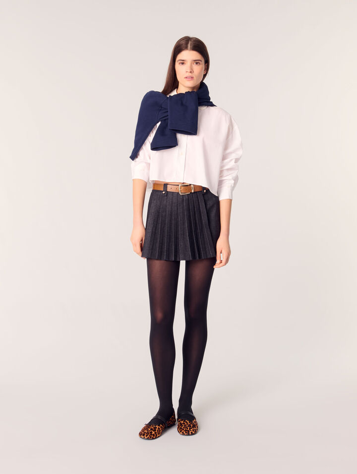 Shorts trompe-l'œil denim a pieghe